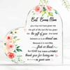 Step Mom Gift - Clear Acrylic Heart Paperweight Keepsake with Floral Design & "Best Bonus Mom" Message - Mother'S Day Birthday Present for Step Daugh
