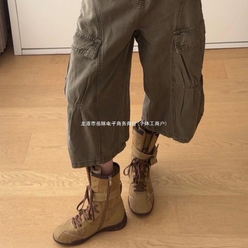 Retro Dexun Martin Boots Casual Sports Short Boots Early Autumn New Versatile Boxing Boots Round Head Medium Boots Western Boots Women