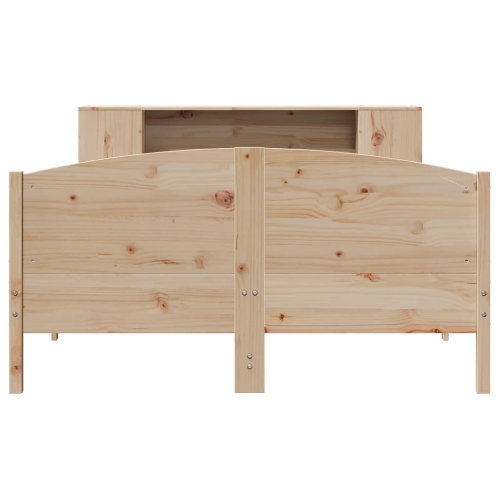 Solid Wood Bed with Shelf Without Mattress 135x190 cm Pine