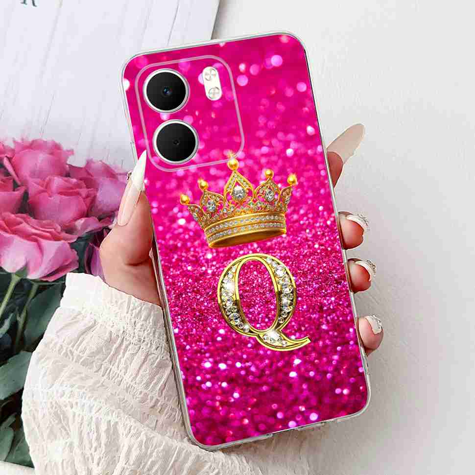 For Oppo A5x 4G CPH2725 Case Fashion Flower Crown Soft Silicone TPU Cover For Oppo A5X A5x 5G 6.67" Letter A-Z Phone Shell Capa