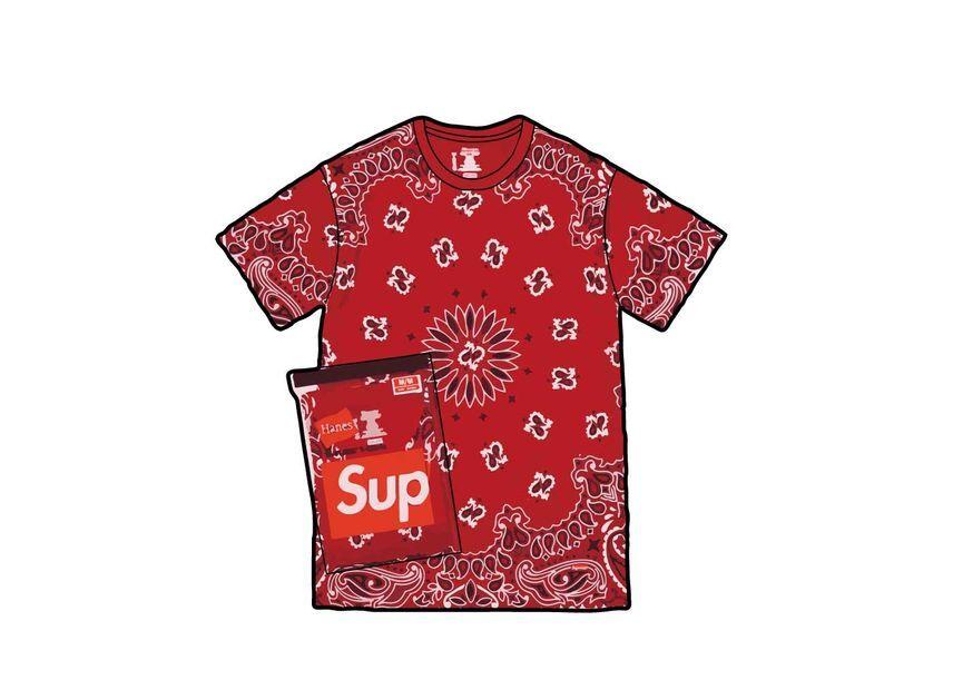 Футболки Supreme Hanes с биркой-банданой без бирок (2 упаковки) Красный L