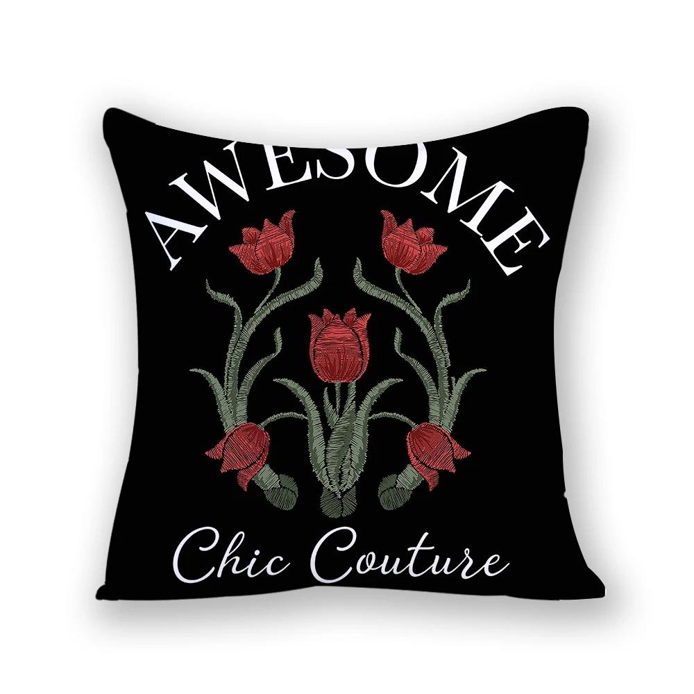 

Square Butterfly Cushion Pillowcase Cute Flower Cartoon Nordic Cushion Cover Painting Living Room Decoration 40x40cm