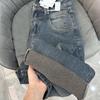 Vintage Blue High Waist Slim Fit Straight Leg Wide Jeans Casual Spring Autumn Retro Denim Pants