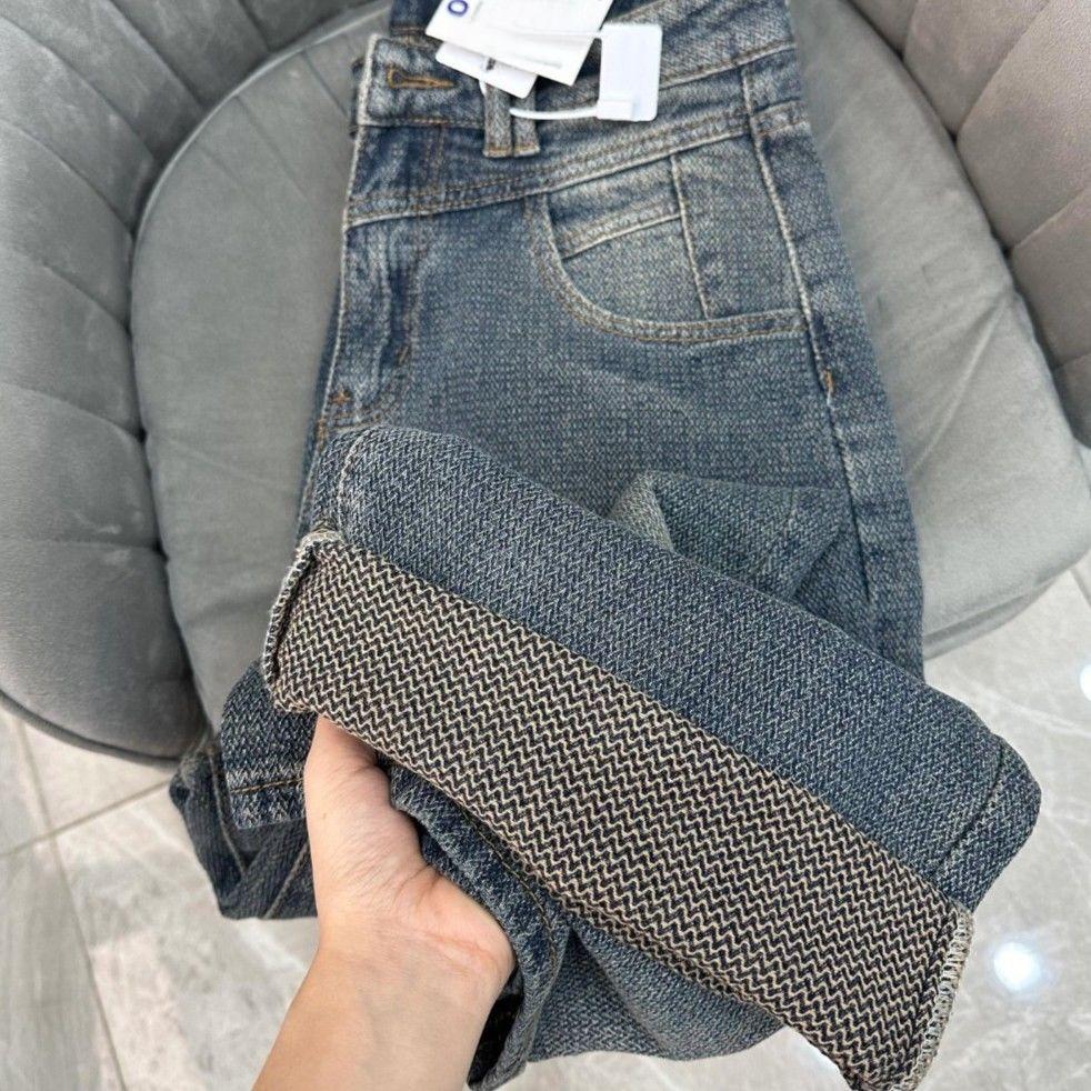 Vintage Blue High Waist Slim Fit Straight Leg Wide Jeans Casual Spring Autumn Retro Denim Pants