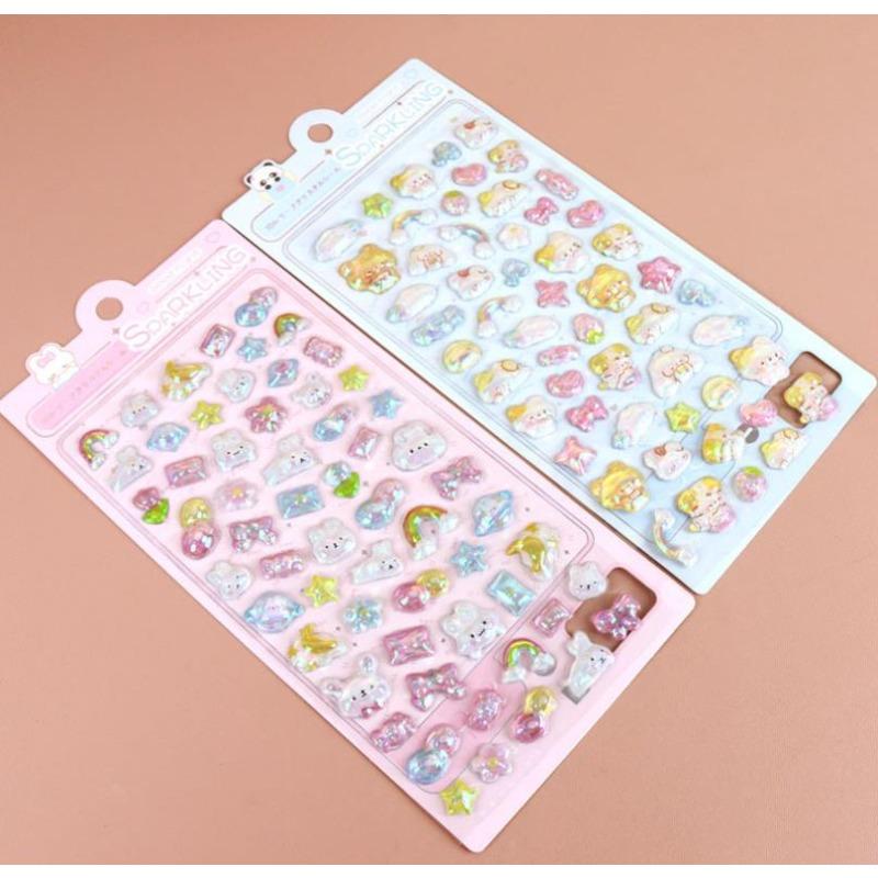 New 2025 popular 3D rainbow embossed stickers for children, featuring cute animals, perfect for decorating planner books Gifts