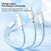 3in1 6A 66W Ultra Fast Charging Cable Fast Charger USB ToType C Cable Charging Cable Mobile Data Cable Suitable For IOS Android phone 1.2M/2M