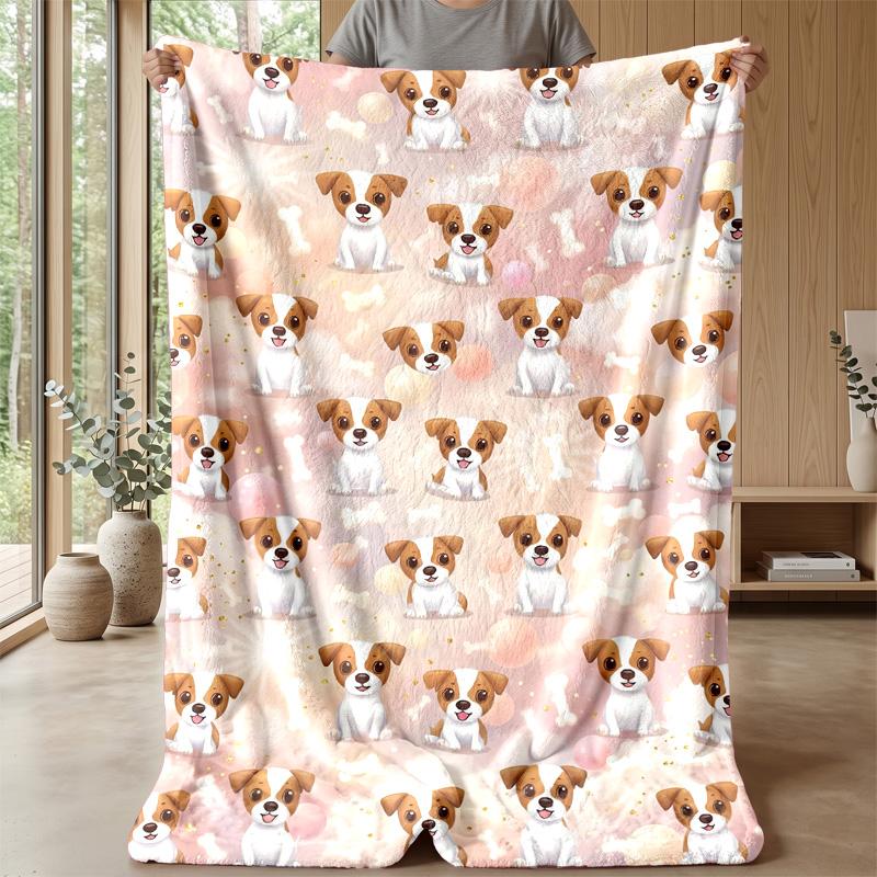 Puppies in Spring Blossoms Theme blanket Lightweight Warm Flannel Blanket Decorative Throw Blanket for Home Decoration