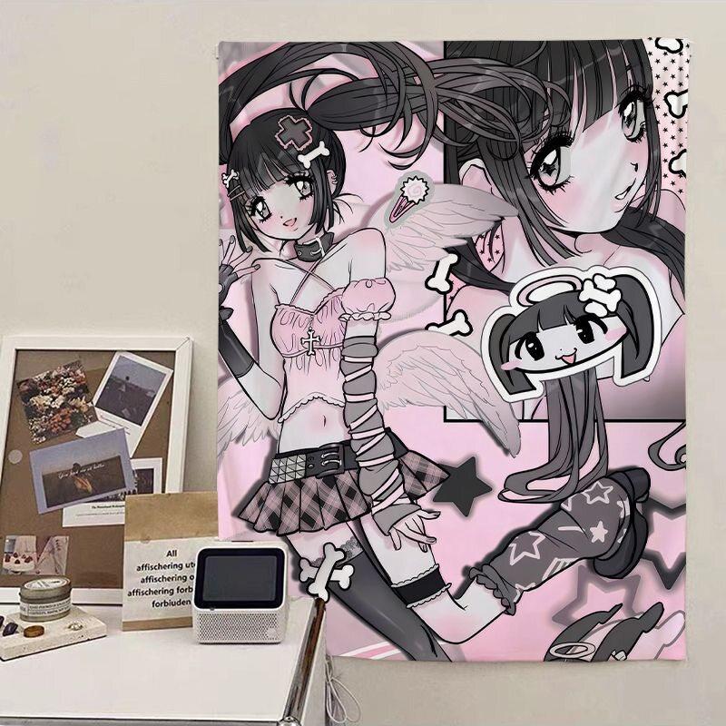 Cute Japanese Anime Tapestry Wall Hanging for Girls Bedroom Dormitory Photo Background Headboard Design