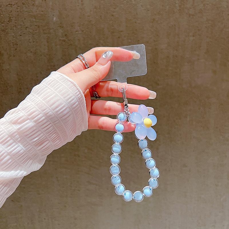 

Ремешок на запястье для мобильного телефона с цветочным узором, женская цепочка, короткая, анти-потерянный чехол для мобильного телефона, милый ремешок с подвеской в виде ключа