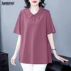 Qualität Basic Übergröße Locker geschnitten Damen Polo-Unterhemd - Kurzarm Baumwoll-T-Shirt für den Sommer