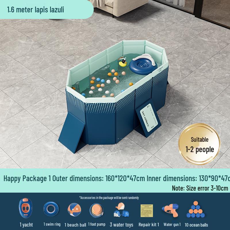 Blue No-Installation Inflatable-Free Family Swimming Pool for Outdoor Home Use - Ready for Immediate Use
