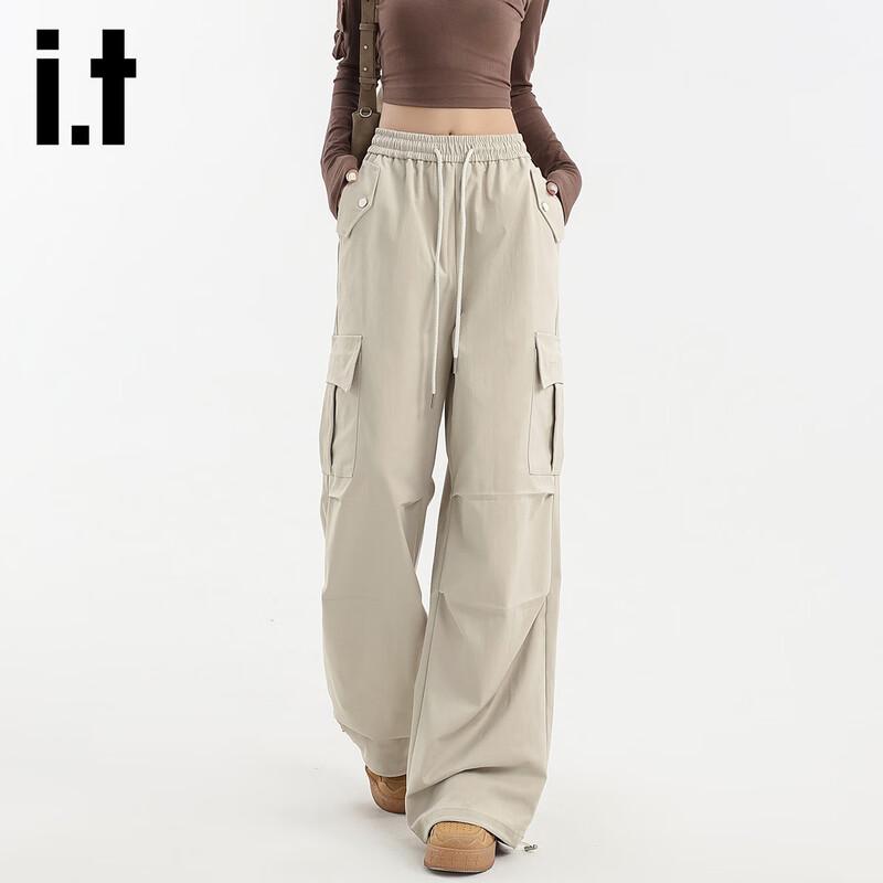 Izzue IT Women's High-Waist Wide-Leg Cargo Pants