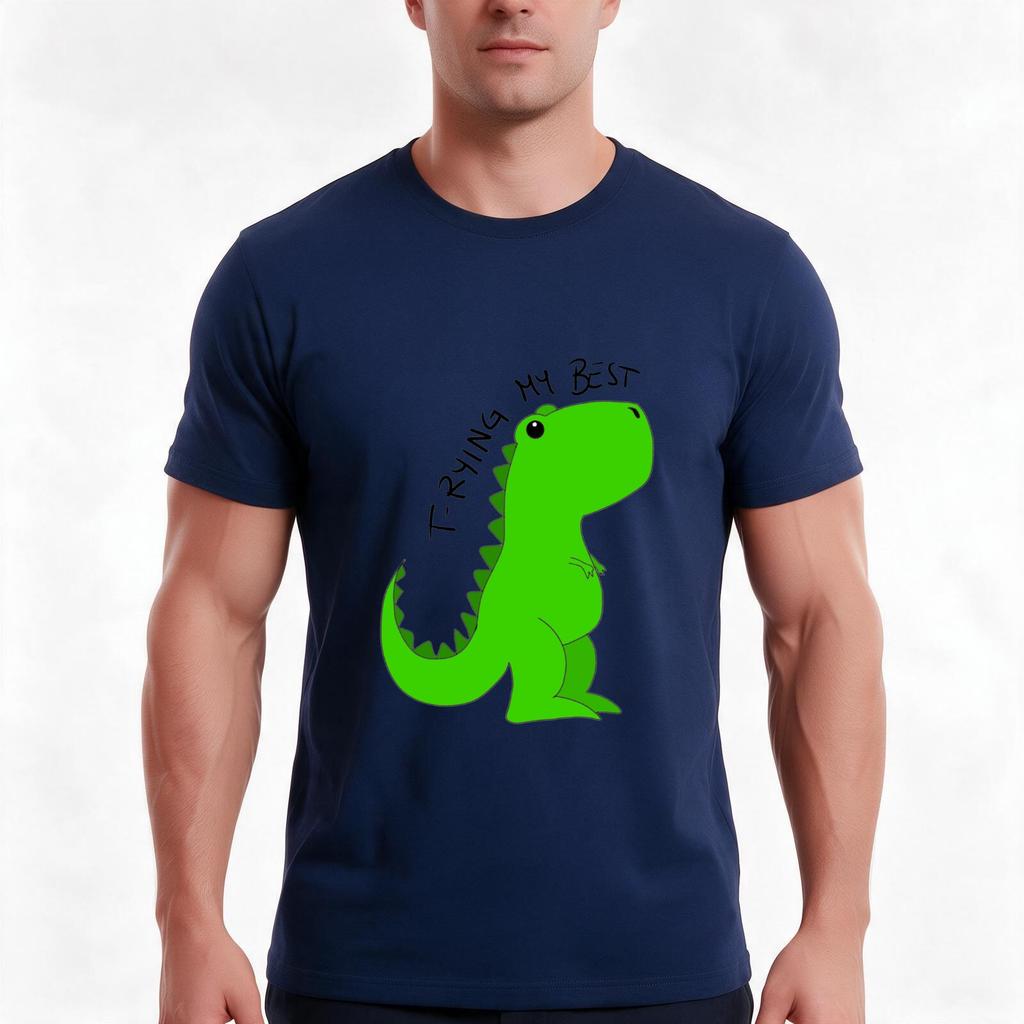 Trying My Best Trex Tshirt Summer Casual Cotton Tee Oversized Streetwear Tops Vintage Graphic Print Loose Fit Short Sleeve