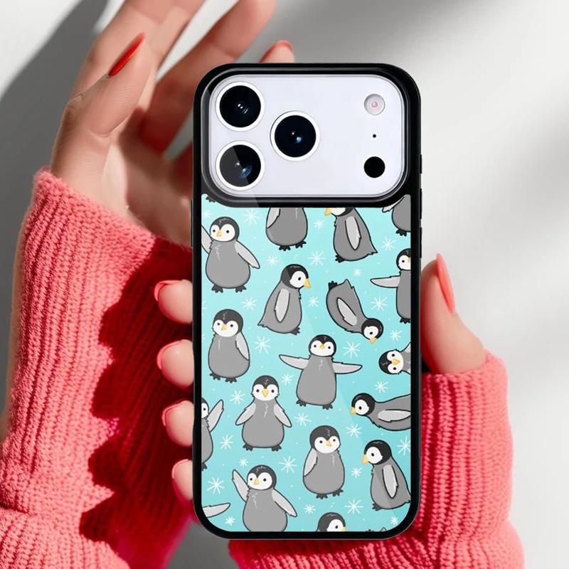 Cute Kawaii Penguin Phone Case for iPhone 17 16 15 14 13 Pro Max Back Cover for 12 11 Pro Coque