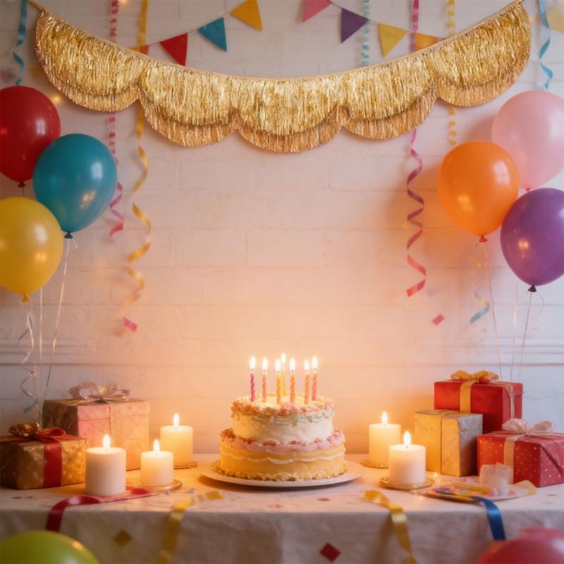 Scalloped Fringe Banners for Glittering Birthday Parties Glittering Decoration Photo Booth Backdrop PET Party Deck