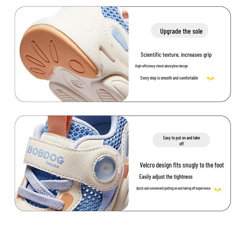 Babudou Kids' Breathable Mesh Sneakers for Boys & Girls - New Summer 2025 Toddler Walking Shoes