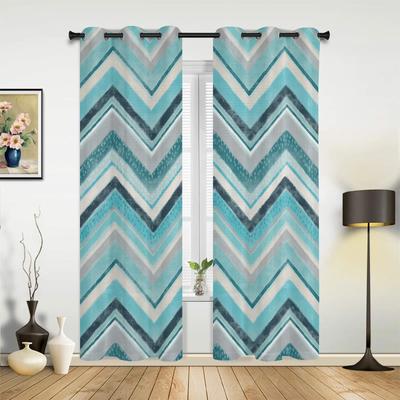 Nordic Style Stripes Turquoise Curtains for Bedroom Living Room Drapes Kitchen Children's Room Window Curtain Modern Home Decor