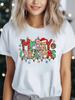 Womens Christmas Family Print TShirt Sleeve Crew Neck Casual with Festive Merry Christmas Lettering Holiday Motifs