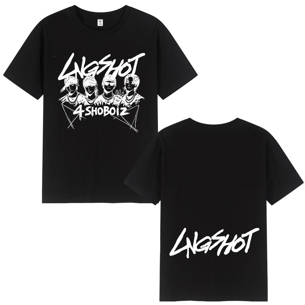 Korean Kpop Hip Hop Group Lngshot Tshirt 2026 Summer UNISEXs Womens Harajuku Cotton Informal Tshirt Street Clothing S