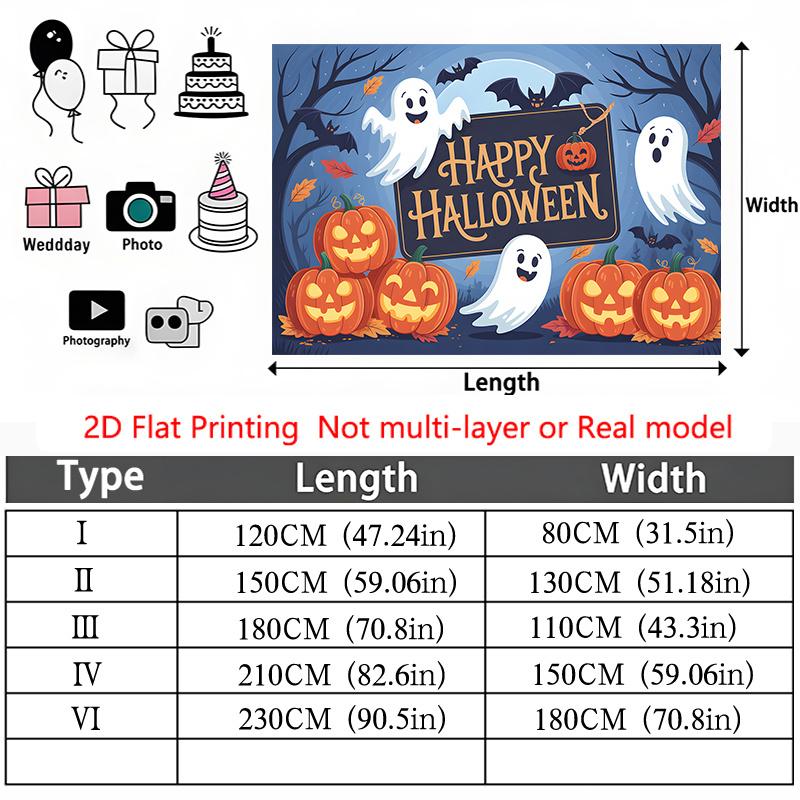Party Backdrop Halloween Flat Ghosts Pumpkins Bats Photo Booth Background Party Decor