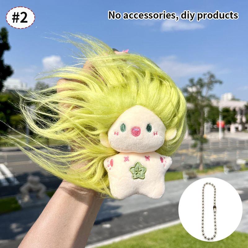 Creative Fried Hair Doll Keychain Ins Toothless Dolls Pendant Diy Hairstyle Little Girl Keyring Schoolbag Hanging Ornament