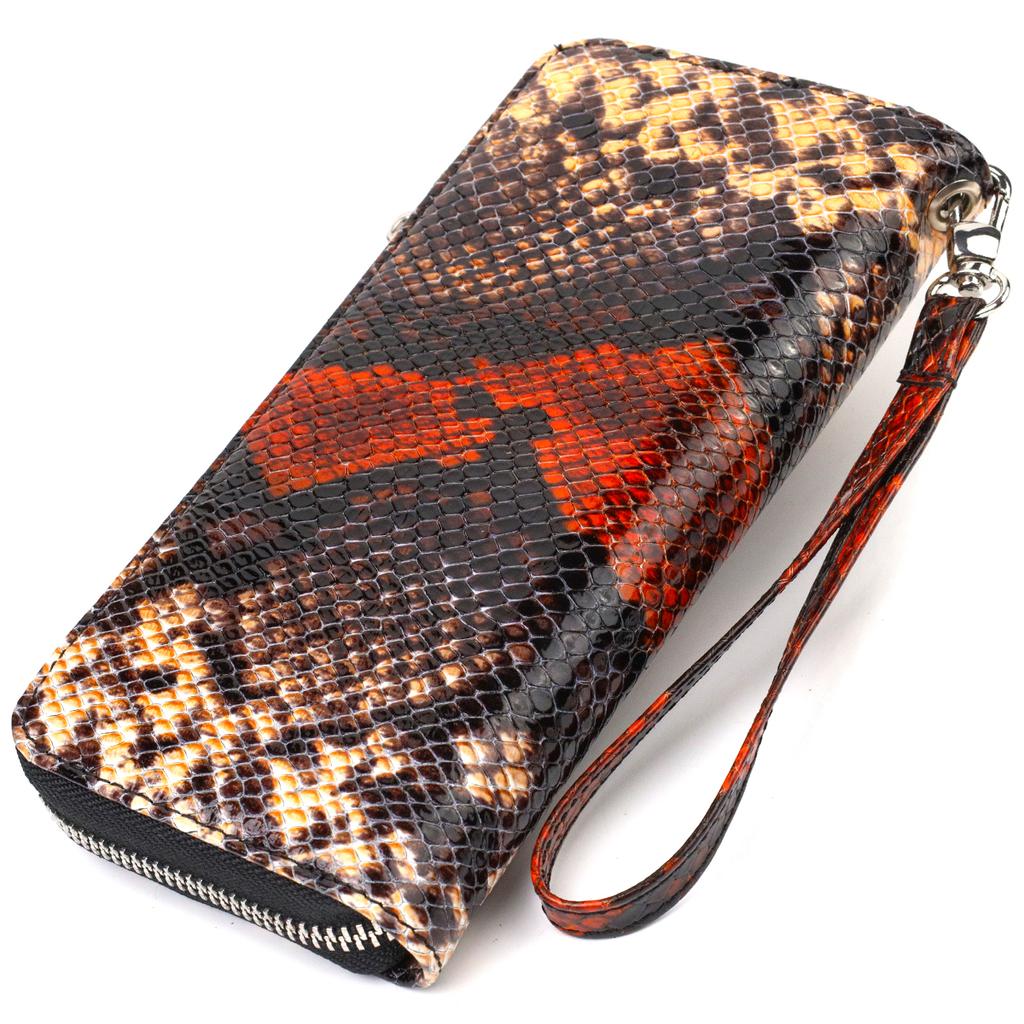 Original Wallet for Women Made of Genuine Textured Leather with Snake Embossing CANPELLINI 21722 Multicolored