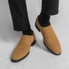 Britain Designer New Men's Pointed Suede Leather Brogues Shoes Male Black Brown Slip on Casual Loafers Formal Dress Footwear