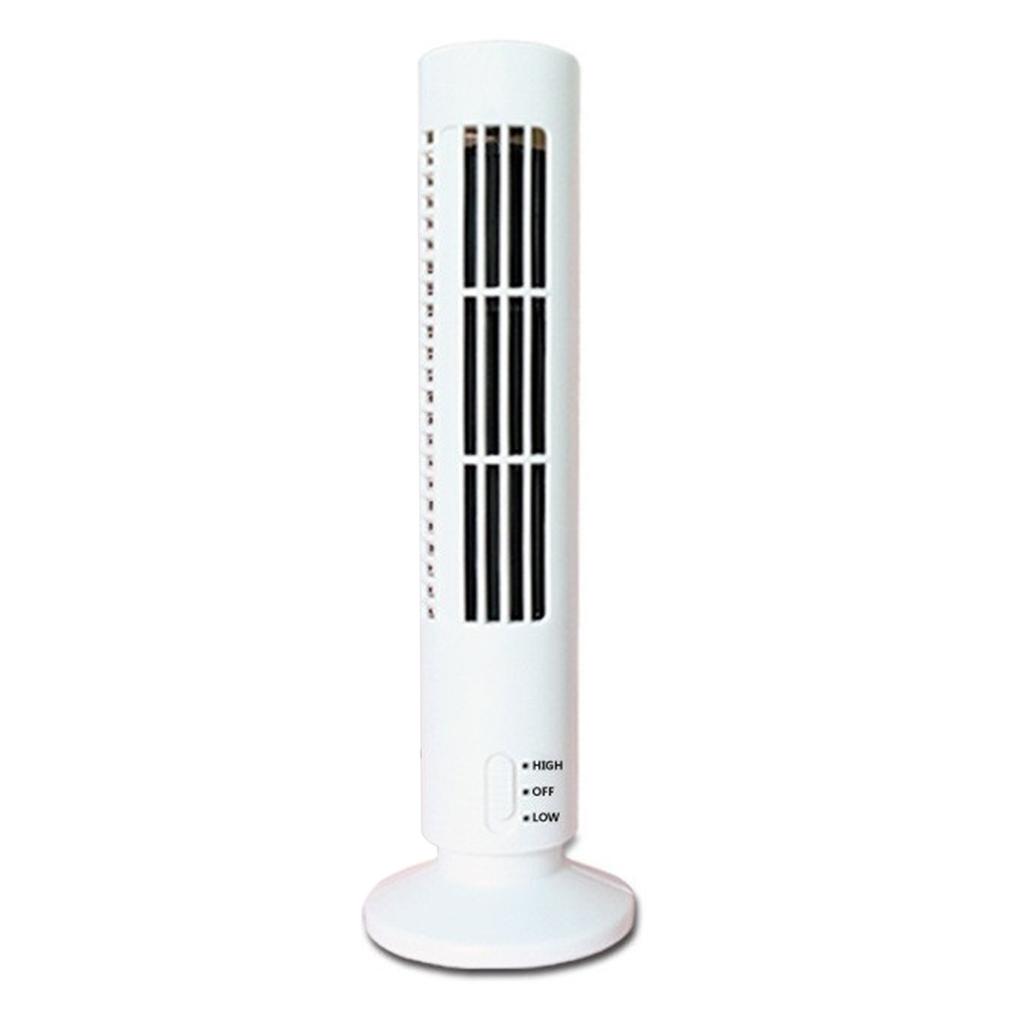 USB Tower Fan 2 Speeds Powerful Wind Oscillating Bladeless Cooling Fan for Office Desk Home White