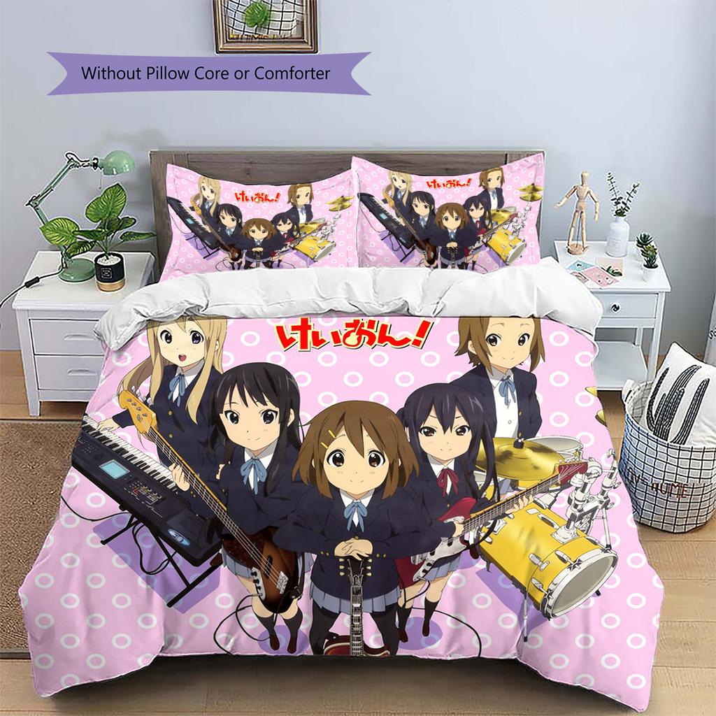 Anime Pattern Bedding Quilt Set Quilt Cover Pillowcase Home Decoration Birthday Gift (1 * Duvet Cover + 2 * Pillowcase, Without Core)