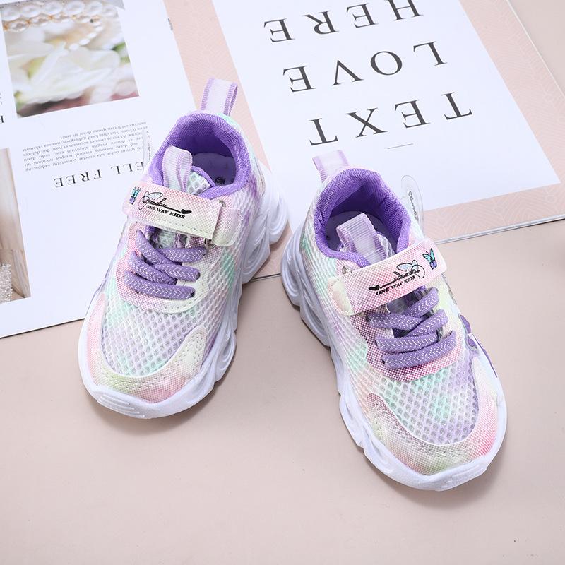Mädchen Sportschuh Frühling Neu Kinder Freizeitschuh Mädchen LED Leuchtschuhe Mode Komfort Prinzessinnenschuhe Weichsohlige Rutschfeste Mesh Schuhe