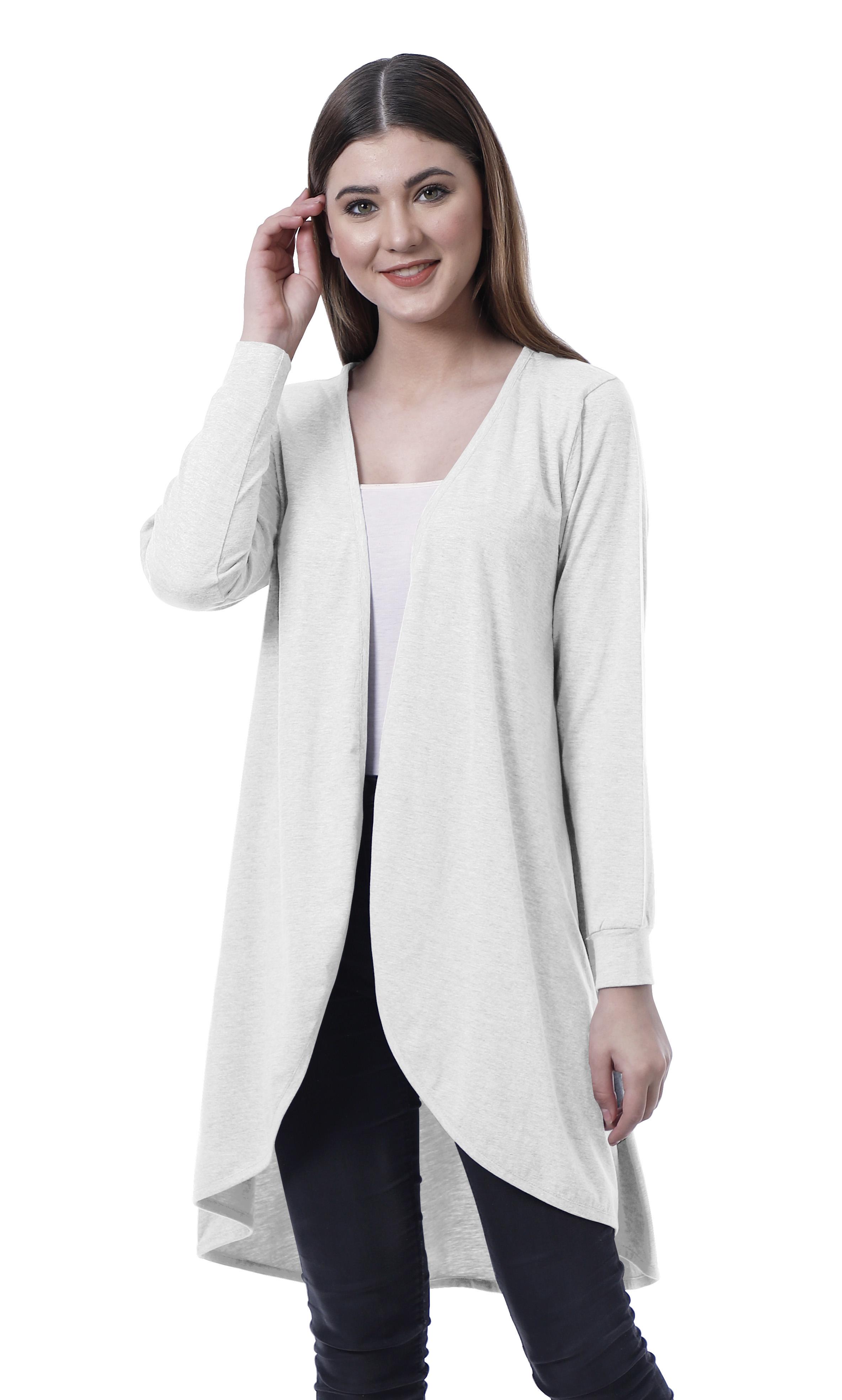 

Moomaya Жіночий трикотажний кардиган з довгим рукавом, асиметричним подолом, довгий бавовняний літній XS білий