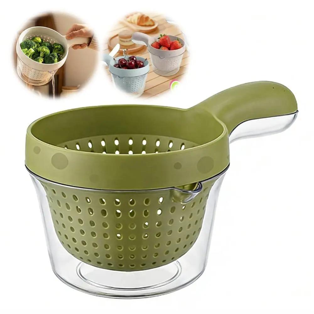 2-in-1 Fruit Cleaning Basin Double Layer Vegetable Drain Basket Portable Kitchen Drain Basket