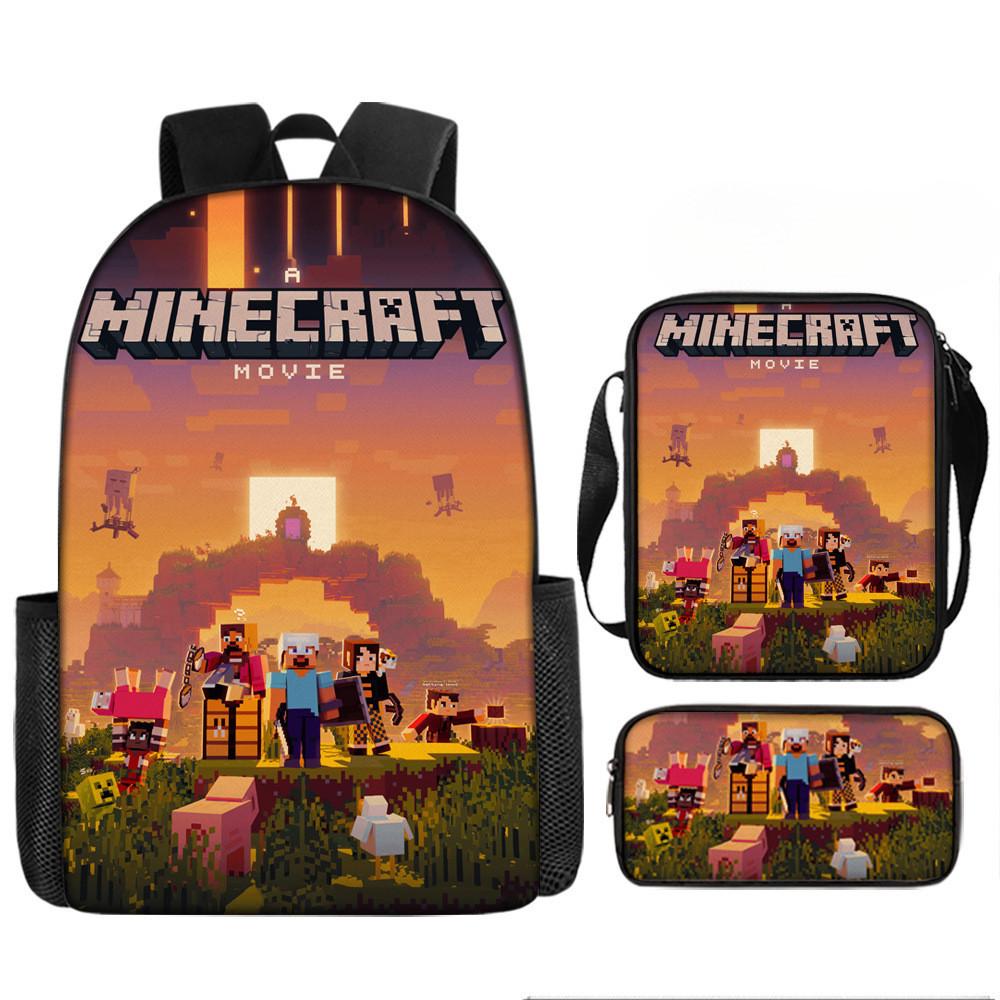 Minecraft Printed Cartoon Backpack Student Schoolbag Shoulder Bag Bag Pencil