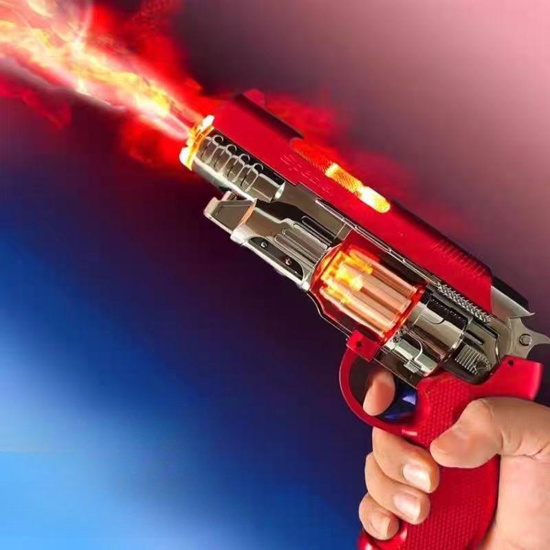 Boys Revolver Toy Pistol with Mist Light Vibration Effects Non-Firing Safety Toy Gun for Preschool Kids Party Favors for Child