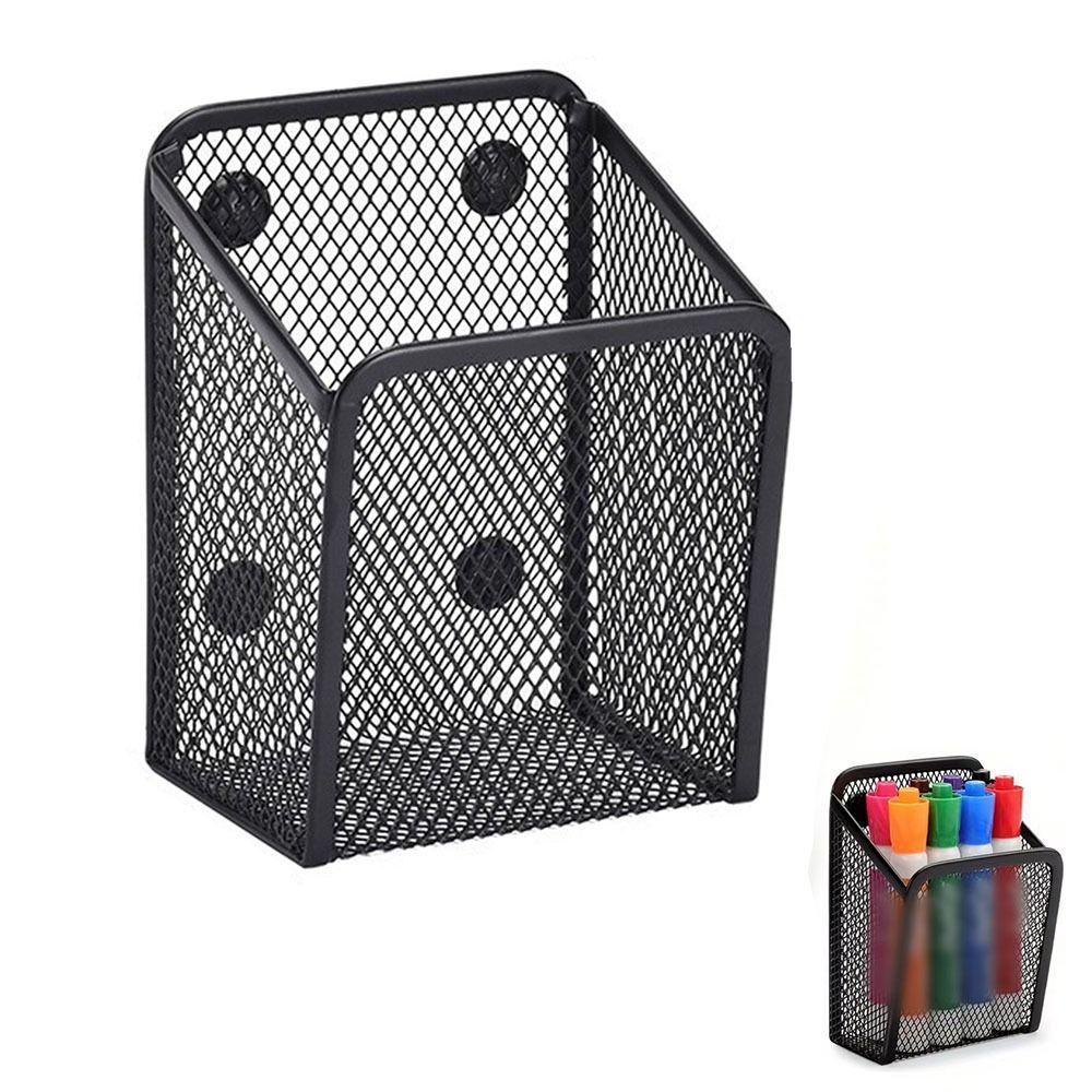 Large Capacity Magnetic Pencil Holder Mesh Metal Storage Box Magnetic Storage Basket  Home