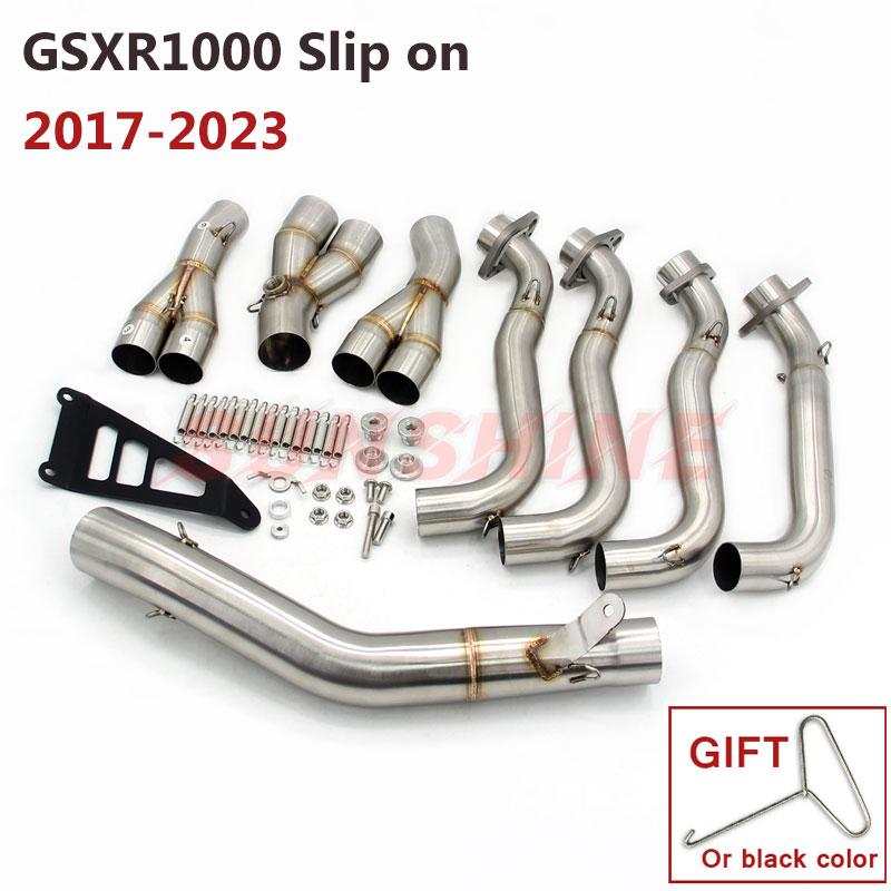 Exhaust Motorcycle Slip on Motorcross Front Pipe Full Systems Stainless Steel Connect Tube Link For GSXR1000 2017-2023 Gsxr1000 slip on