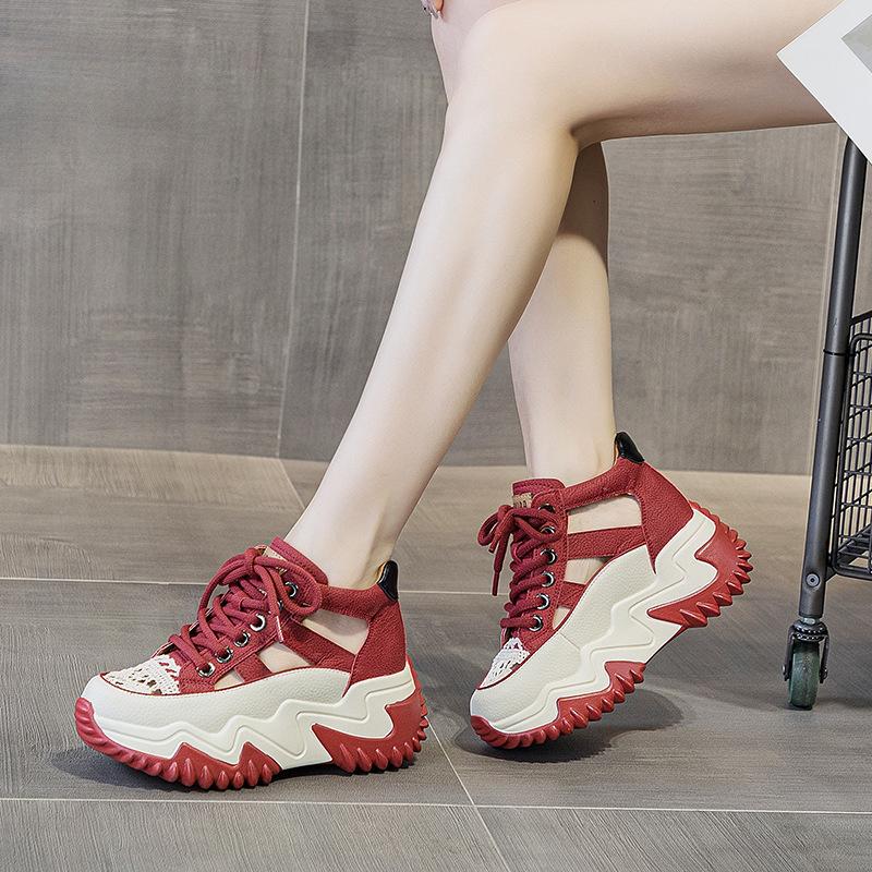 Innen Erhöhung 7CM Leder Daddy Schuhe Damen Frühling All Match Plattform Muffin Rest