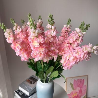 3D 85cm Artificial Violet with Leaves Long Stems Faux Larkspur Fake Silk Flower Photo Props