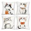 1/4pcs Cute Watercolor Cat Throw Pillow Covers Cartoon Kitten Cushion Cases for Home Sofa Bedroom Decor Cushion Cover