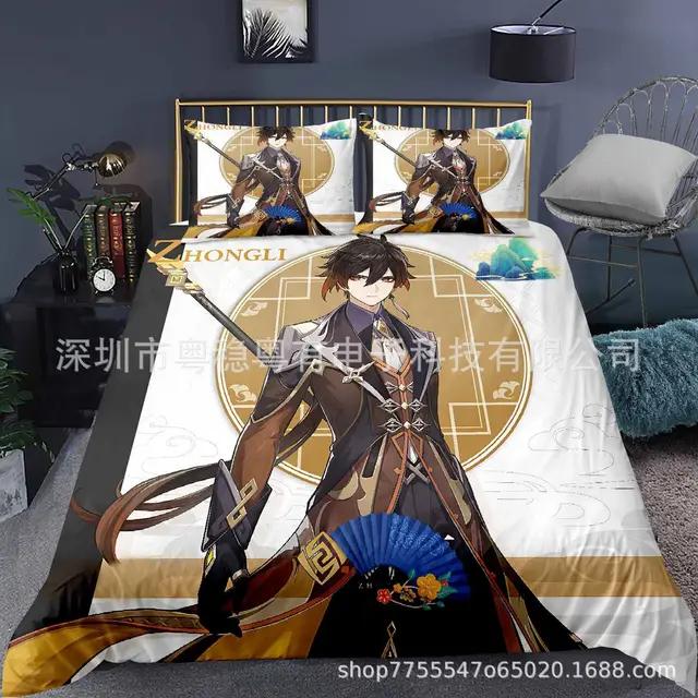 Genshin Impact Bedding Set For Kids Teens Boys Girls Game Duvet Cover With Pillowcase Microfiber Bedclothes Cartoon Bed Linen