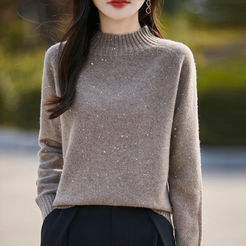 

Женский кашемировый свитер Qinghe cashmere 30% кашемир 70% шерсть Осенне-зимний кашемировый свитер мягкий и теплый XXL коричневый