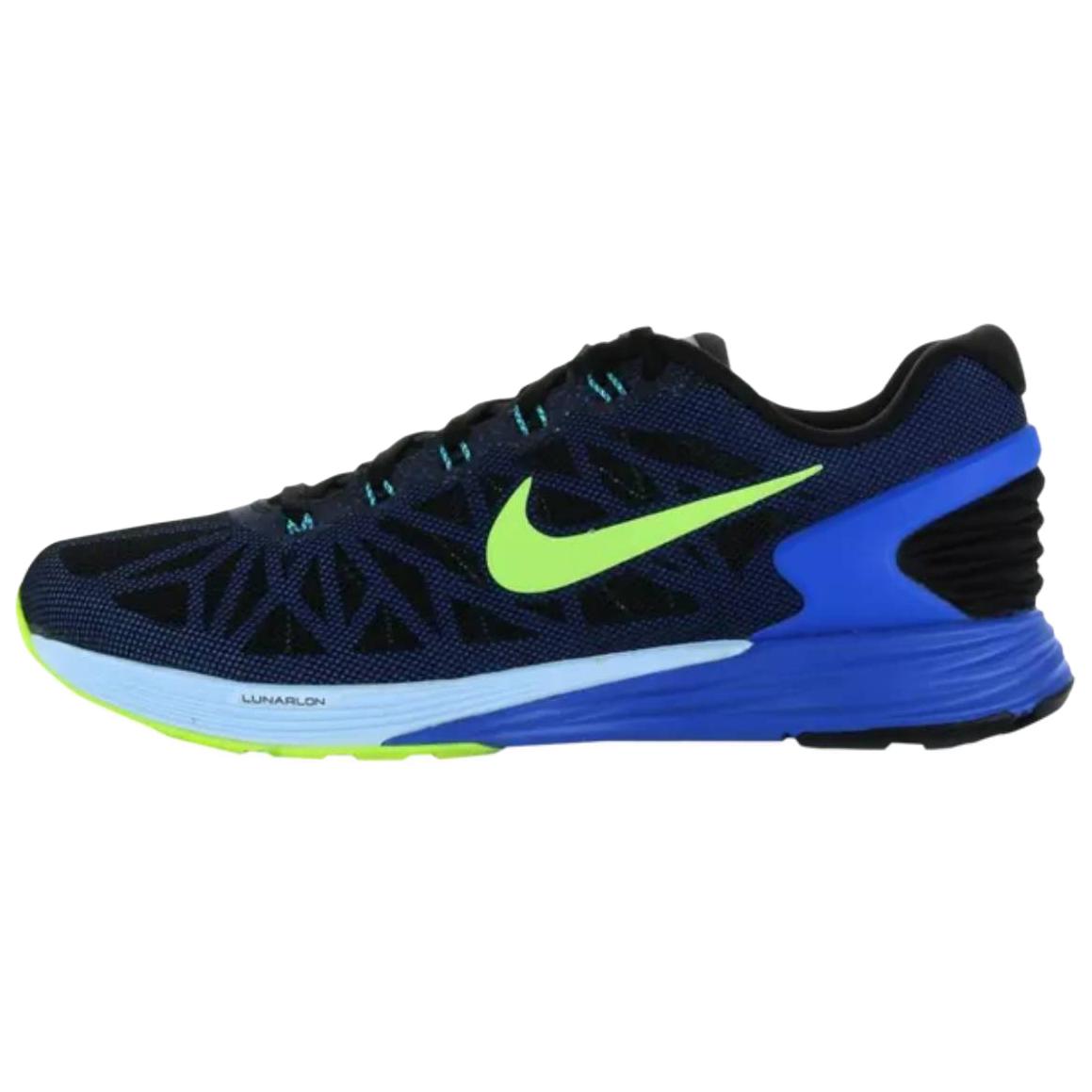Nike Lunarglide 6 Running Shoes Men s Black Blue Yellow 654433-004 40.5