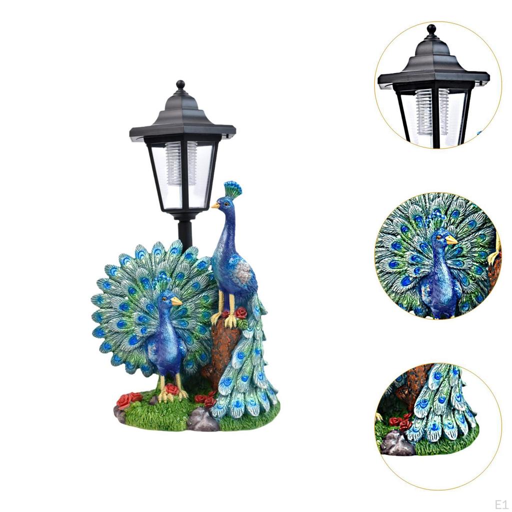 Garten Pfauenstatue Solarlicht Außendekor Langlebigkeit Kreative Harzskulptur Tierfigur