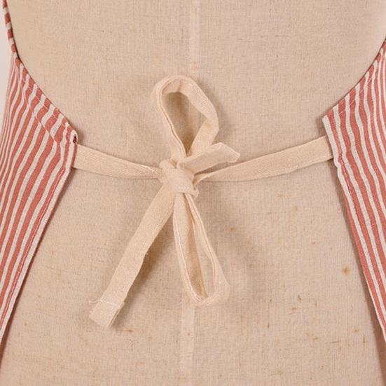 Cotton Linen Striped Kitchen Apron with Pocket Breathable Waterproof Oil-proof Adjustable Men Women Chef