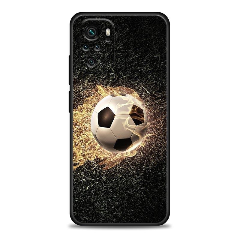 Fire Football Soccer Ball Phone Case For Xiaomi Redmi 15 15C 4G Note 15 14 13 Pro Plus 5G Soft Cover For Redmi Note 15Pro 14PRO