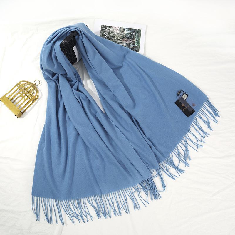 Scarf for Women Autumn and Winter Warm Thickened Wool Imitation Cashmere Scarf Winter All Match Men's Shawl Solid Color Scarf