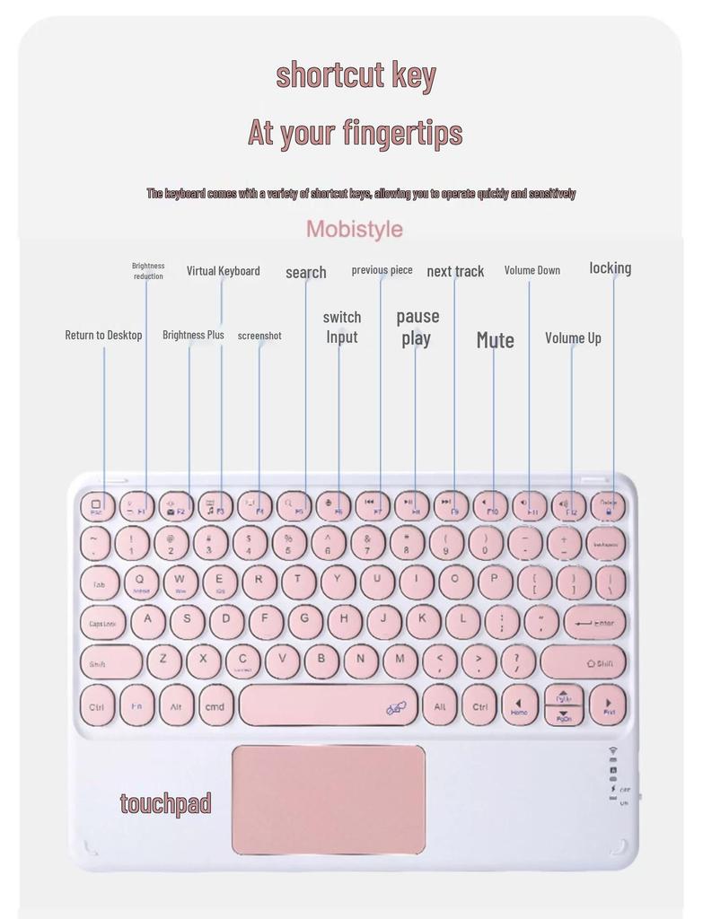 Xiaomi 7 Tablet-Hülle mit Tastatur: Magnetisches Leder, Stille Silikonhülle für Redmi 5/6 Pro