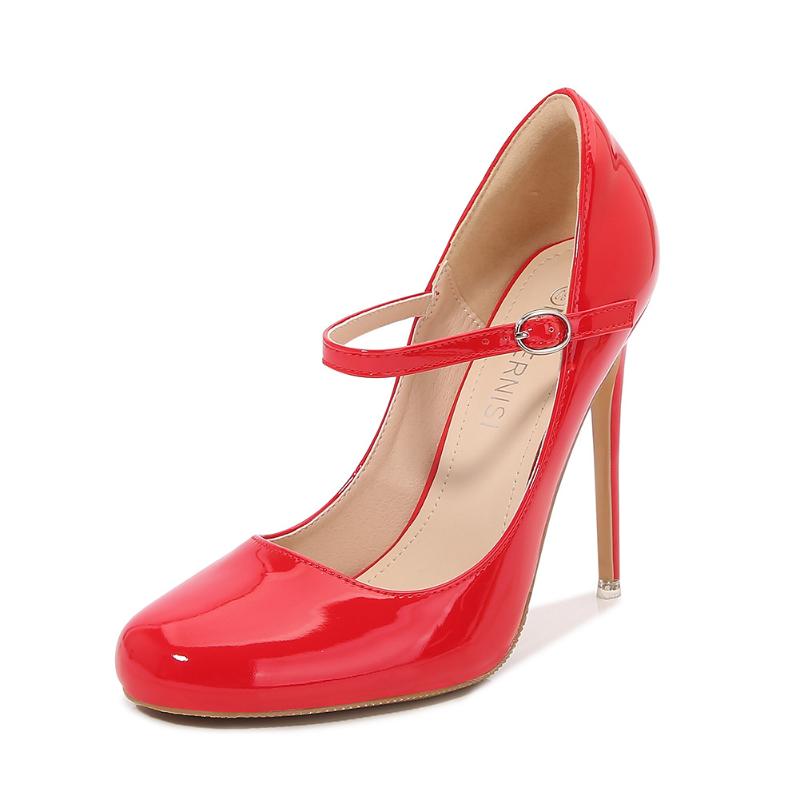 New 12cm Round-Toe Wristband High Heels Daily White-Collar Drag And Catwalk Fashion Elegant Fashionable Buckle Women's Shoes