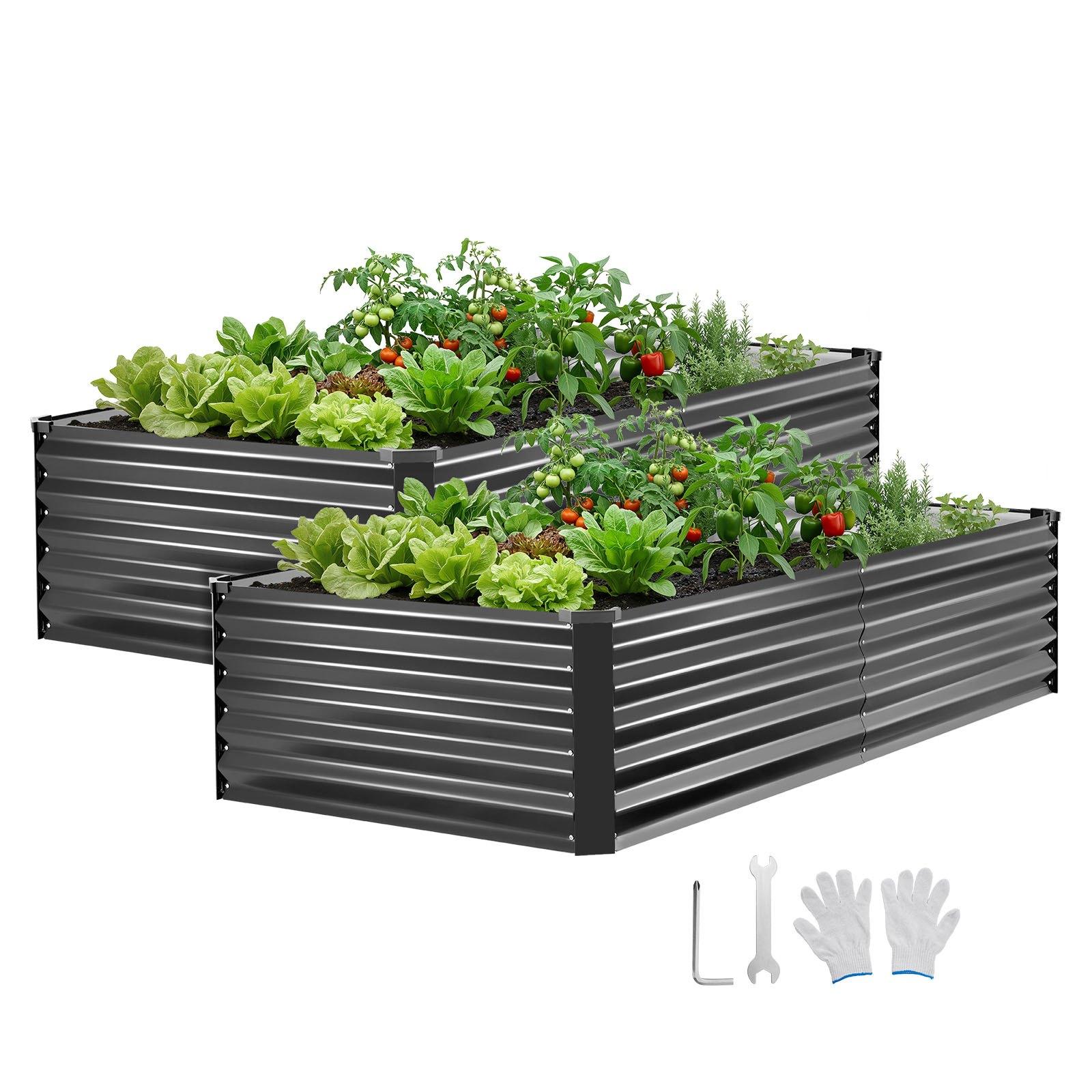 VEVOR 2 Pack Galvanized Raised Garden