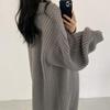 Women Knitted Cardigan Jacket V Neck Open Front Long Sleeve Solid Color Knit Sweater Coat Daily Wear